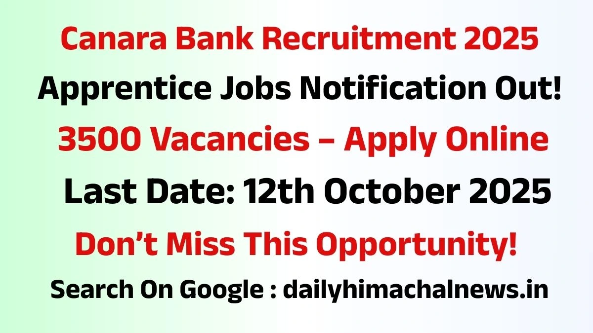 Canara Bank Apprentice Recruitment 2025