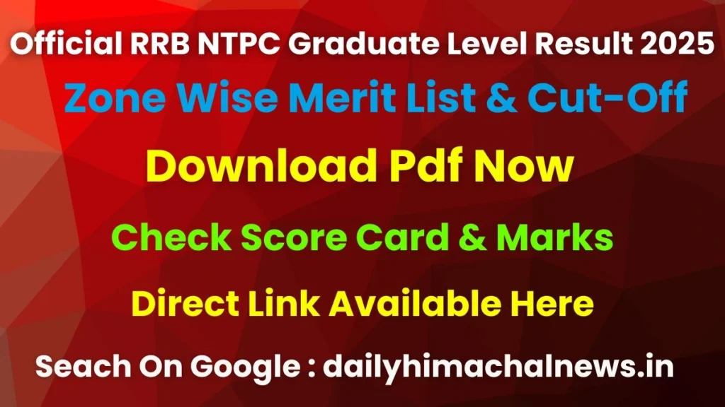 Official RRB NTPC Graduate Level Result 2025