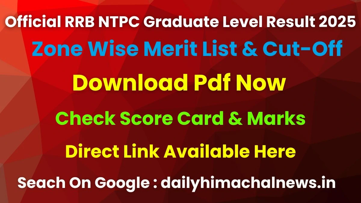 Official RRB NTPC Graduate Level Result 2025